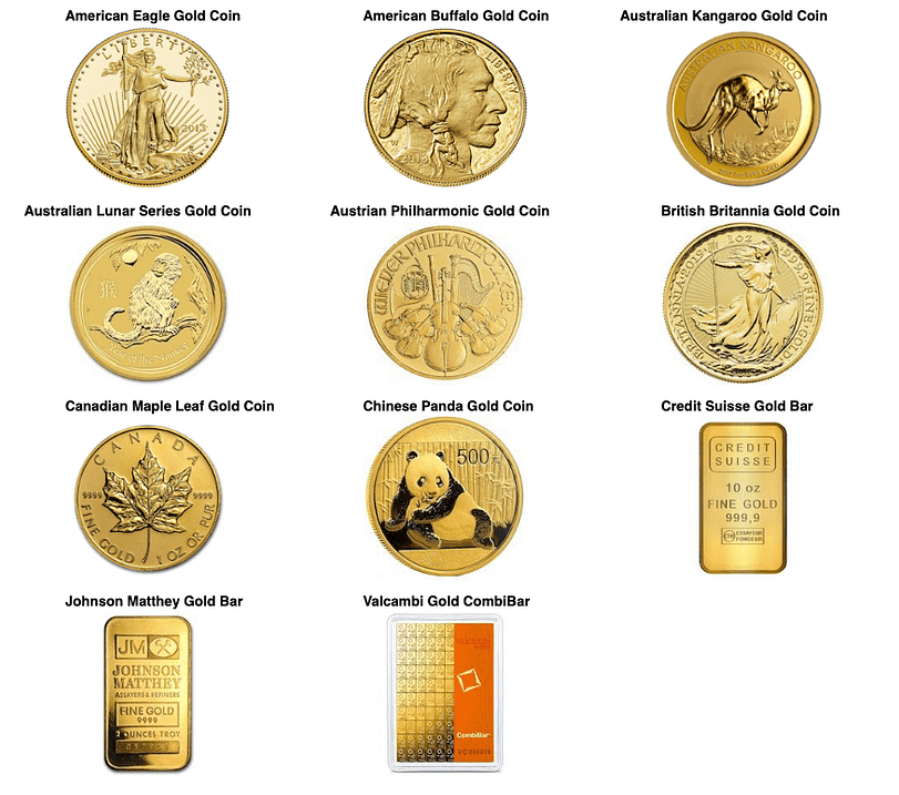 Gold IRA Coins approved by the IRS examples view picture of coins approved by the IRS